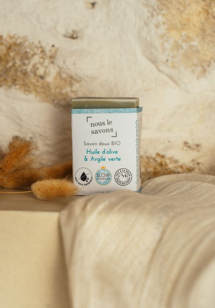 Savon bio doux – Huile d'olive & Argile verte