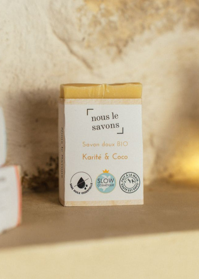 Savon karité coco, bio et naturel, fabriqué en France