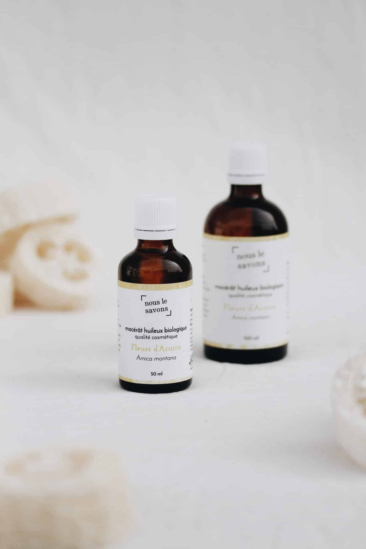 Huile biologique macérat d'arnica apaisante pour peau irritée , bio et fait en France