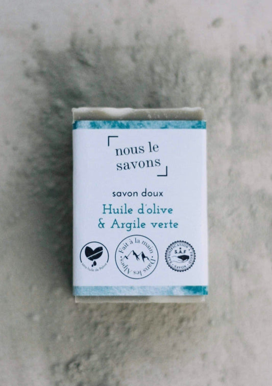 Savon doux à l'huile d'olive et à l'argile verte Bio Fait en France : un nettoyage doux et naturel pour votre peau